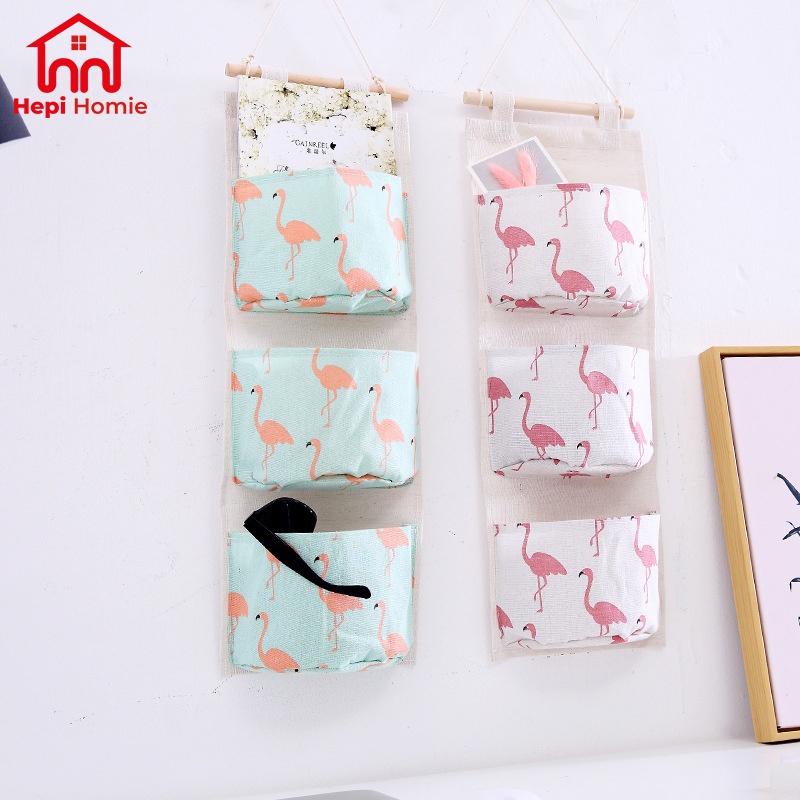 [HH] STORAGE BAG GANTUNG KAIN KANVAS 3 SEKAT / ORGANIZER KOREA DINDING SERBAGUNA
