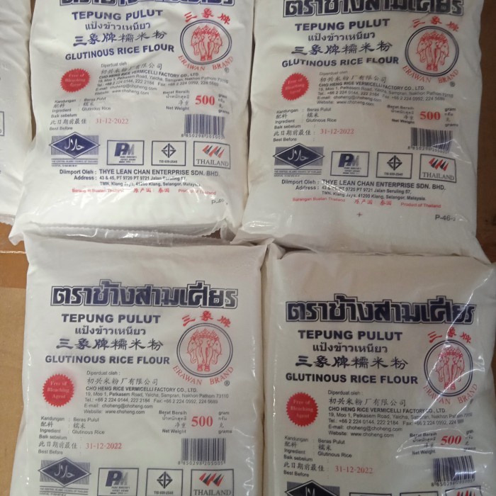 

Ketan-Beras-Tepung- Tepung Pulut Thailand Erawan 500Gram/Tepung Ketan Thailand -Tepung-Beras-Ketan.