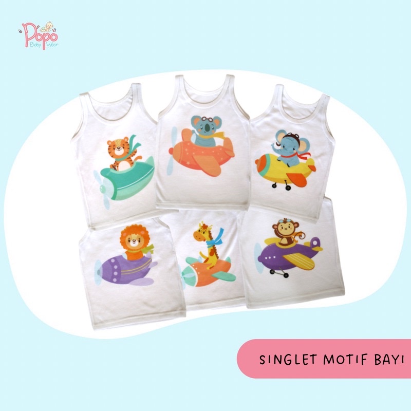 KAOS DALAM BAYI/ SINGLET BAYI MOTIF KARAKTER PEREMPUAN/ LAKI PERTAMA DI SHOPEE!