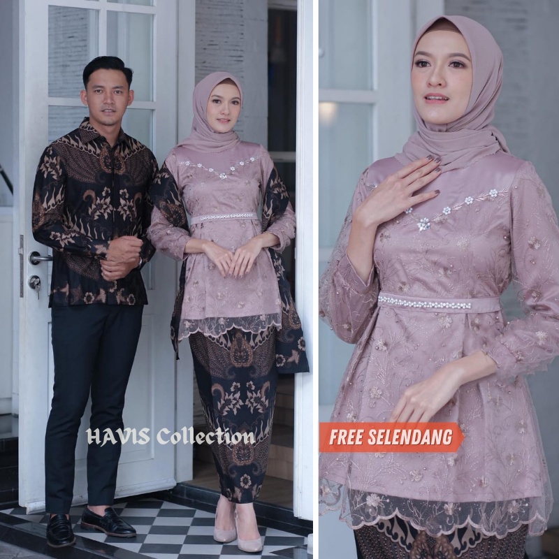 Set Kebaya Arunika - Kebaya Modern Kebaya Couple Tunangan Lamaran Baju Wisuda Batik Brukat Terbaru
