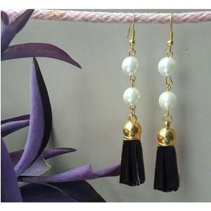 Anting Korea Fashion Pearl Tassel Suede