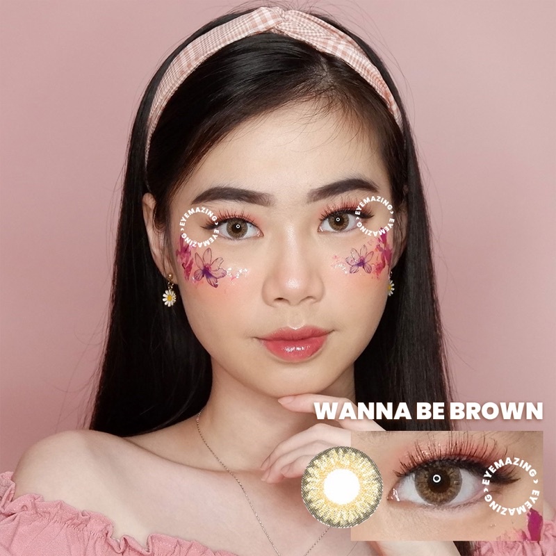 Softlens EOS Wanna Be Brown / Coklat Normal Minus Beda Minus