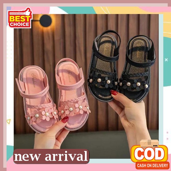 Abbasy Sandal Anak Perempuan Tali Cantik Elegan Import Sd-V19 Sandal Anak Cewek Import Manik Mutiara