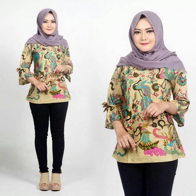 Tunic Santika Pias Genes Kombi Tunik Batik Cantik Sogan Turtleneck Tunic Batik Modern Seragaman