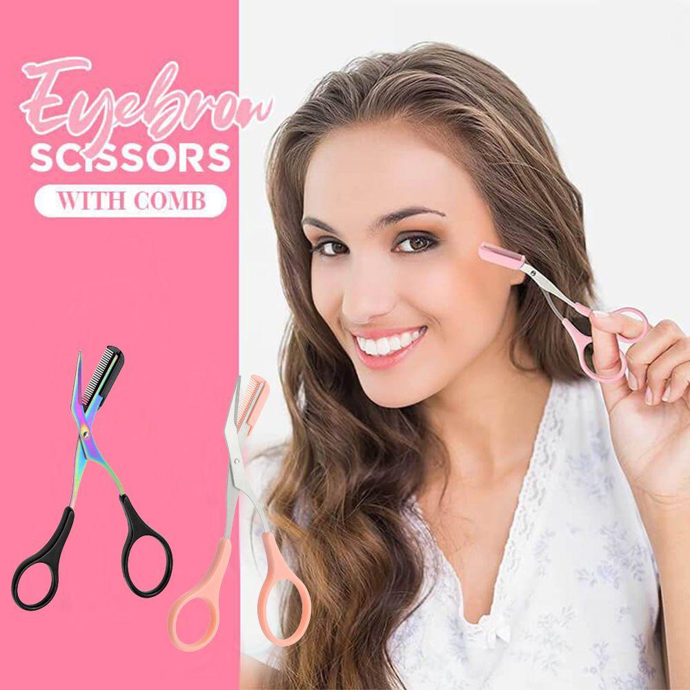 R-flower 2per4/6pcs Gunting Pemangkas Alis Portable Grooming Shaping Dengan Sisir