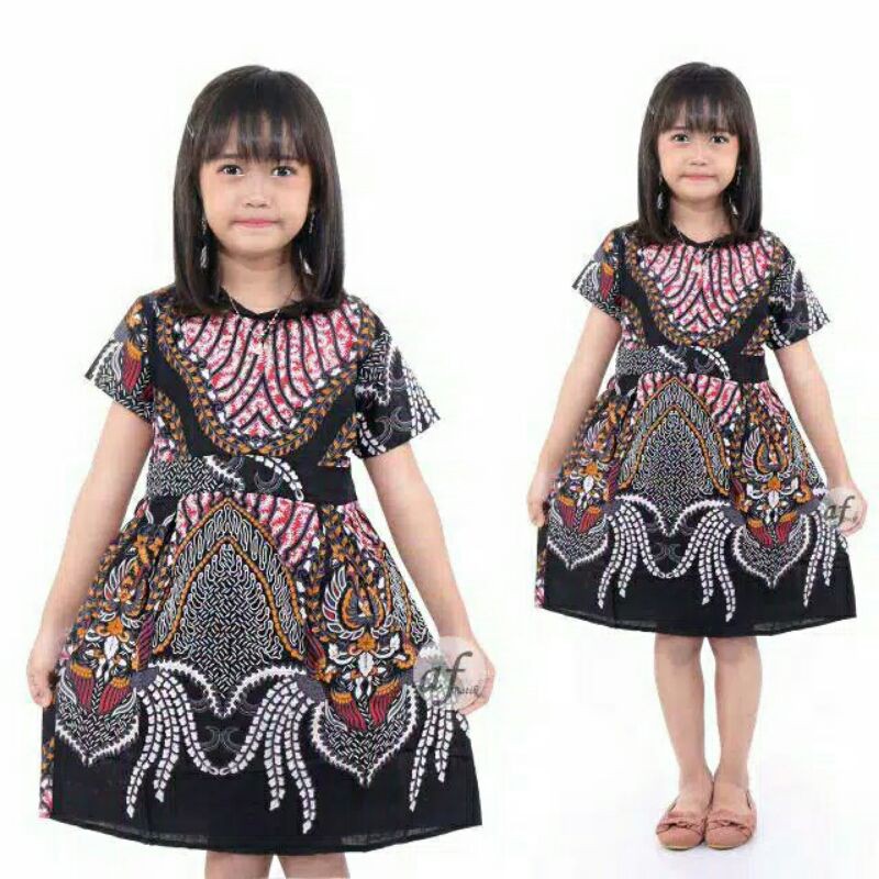 Dress batik Anak usia 2 sampai 9 Tahun - Motif batik bervariasi - batik Anak Harga ecer bisa COD