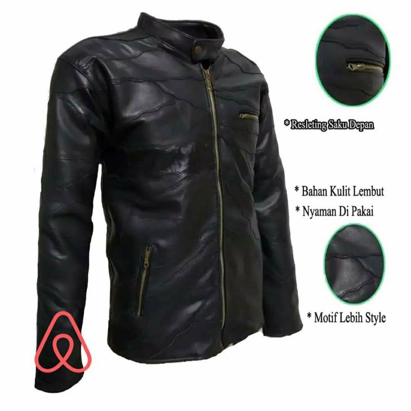 Jaket Kulit Domba Asli garut Pria Elegant Brownie ARL 033 Silverstone RFLA Ariel Noah 90 motif sulam