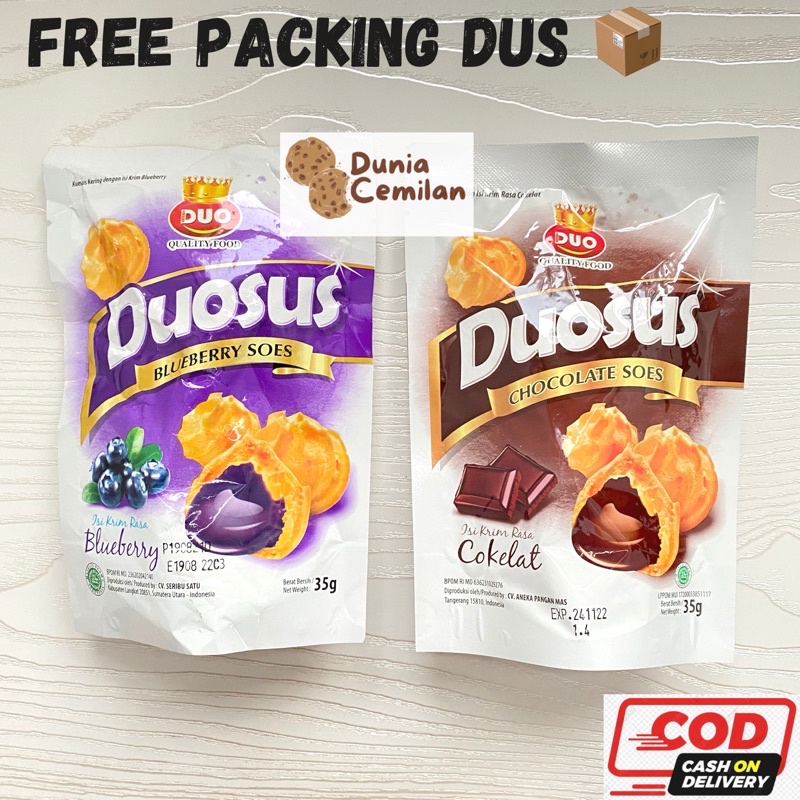 [TERMURAH!] Duosus Soes Chocolate / Blueberry 35gr - Kue Sus Kering Renyah