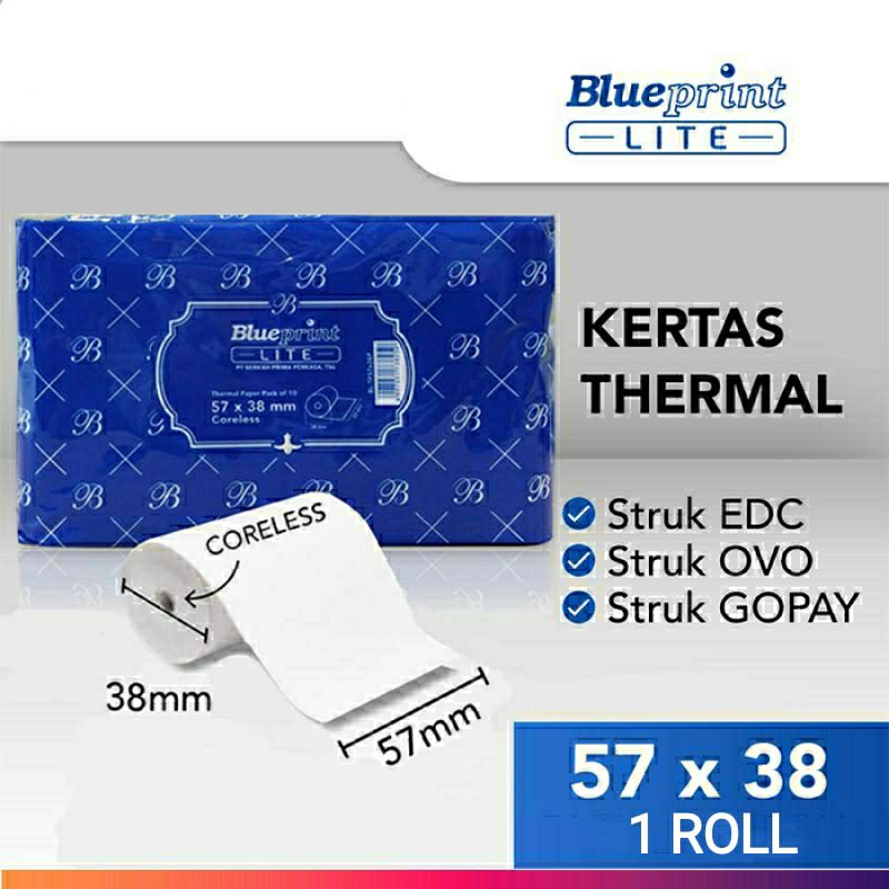 

[1 ROLL] Blueprint Kertas Thermal | Struk Kasir 57x38 mm