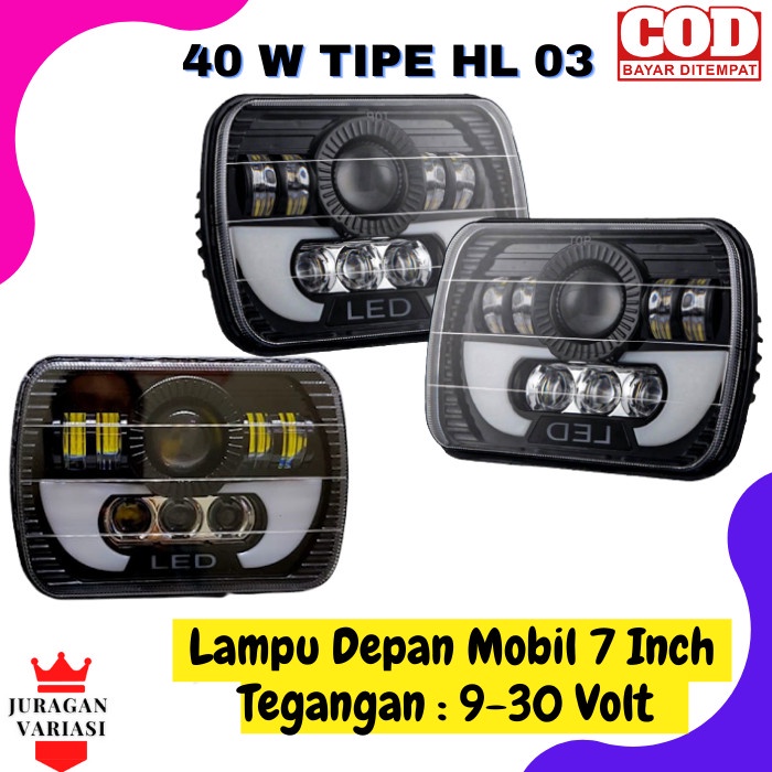 Lampu Variasi Tembak Sorot LED Depan Mobil Jeep L300 katana taft feroza 4x4 7 Inch 9-30 Volt 40 W Ti