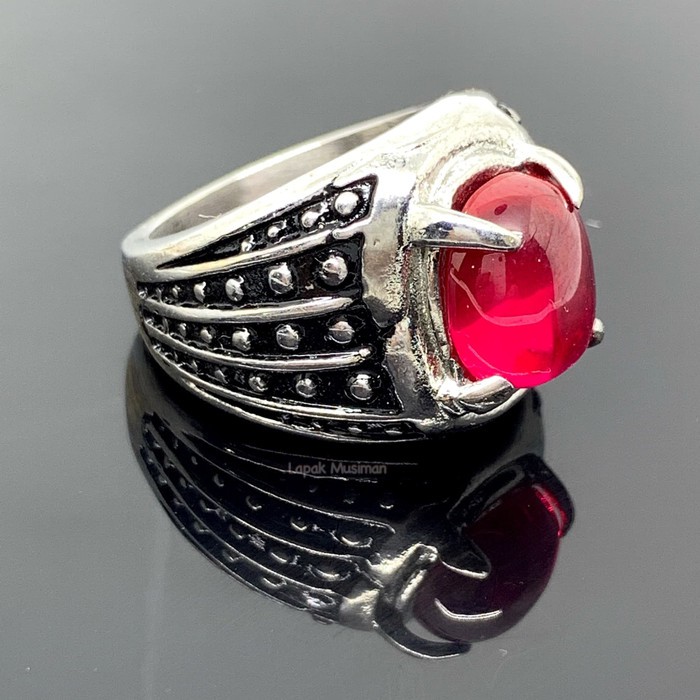 [Bayar di Tempat] Cincin Pria Merah Ruby Siam Super Keren Super Ekslusif