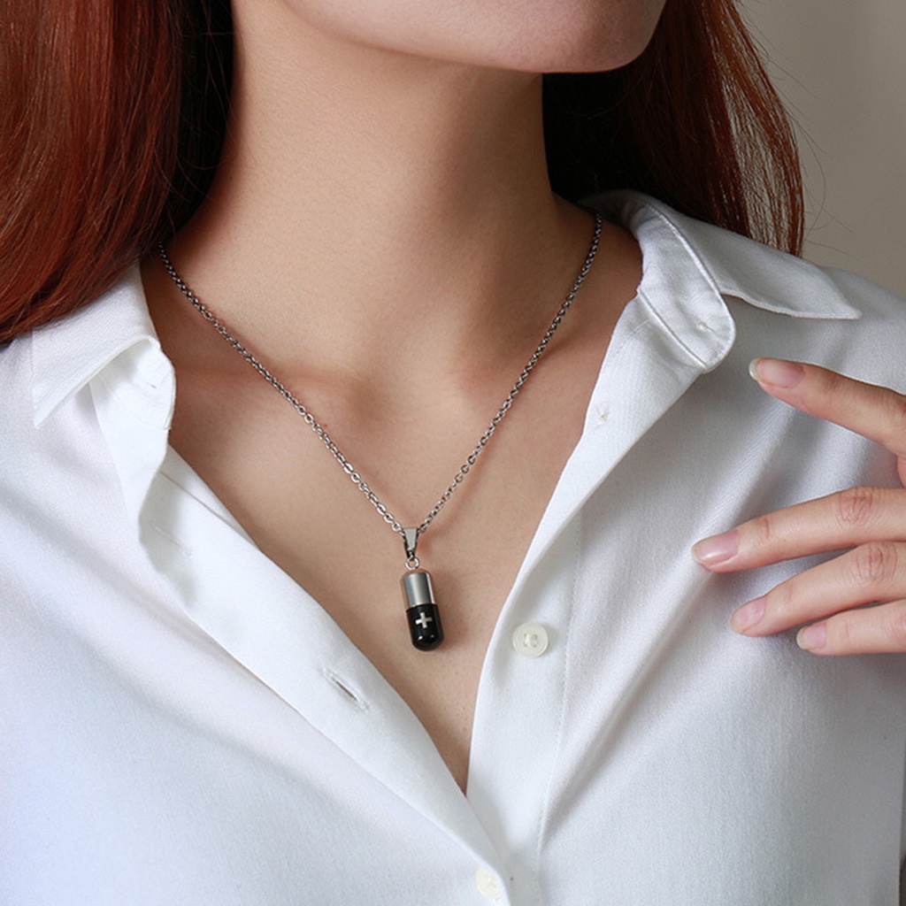 Hu Hu Hu Hu Hu Alat Bantu Pasang Kacamata♡ Liontin Bentuk Salib Bahan Titanium Steel Tahan Air Untuk Hadiah