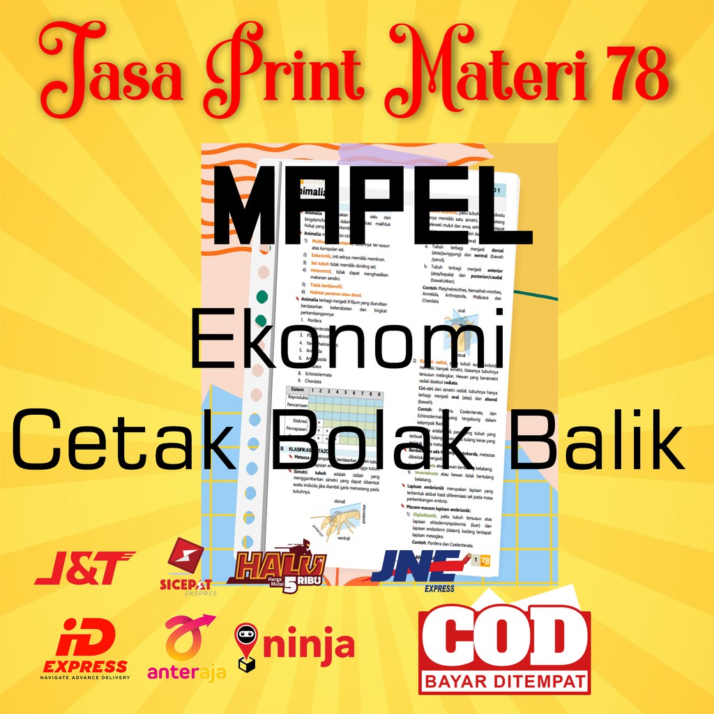 

(EKONOMI Bolak Balik) Jasa Print Cetak Materi 78 Ukuran A5 atau B5 Mapel EKONOMI Cetak 2 sisi