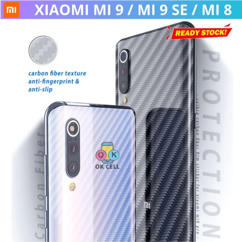 Back Skin Carbon 3D Xiaomi Mi 9 Mi 9se Mi 8 Garskin Karbon Sticker Anti Gores Belakang Premium