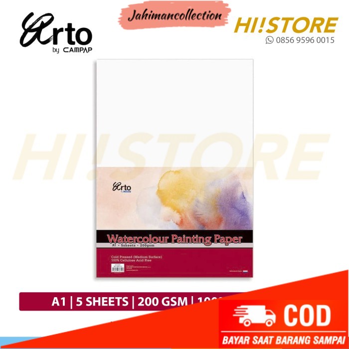 

✨ BISA COD ✨ ARTO A1 - Watercolour Paper - Cotton Celullose 200 300 gsm 5 Sheets - 200GSM CELL