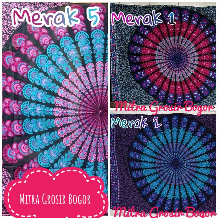 [READY MOTIF MERAK PREMIUM] Kain Tapestry Motif Kipas / Sarong Kain Pantai Mandala Bali/ Wallpaper