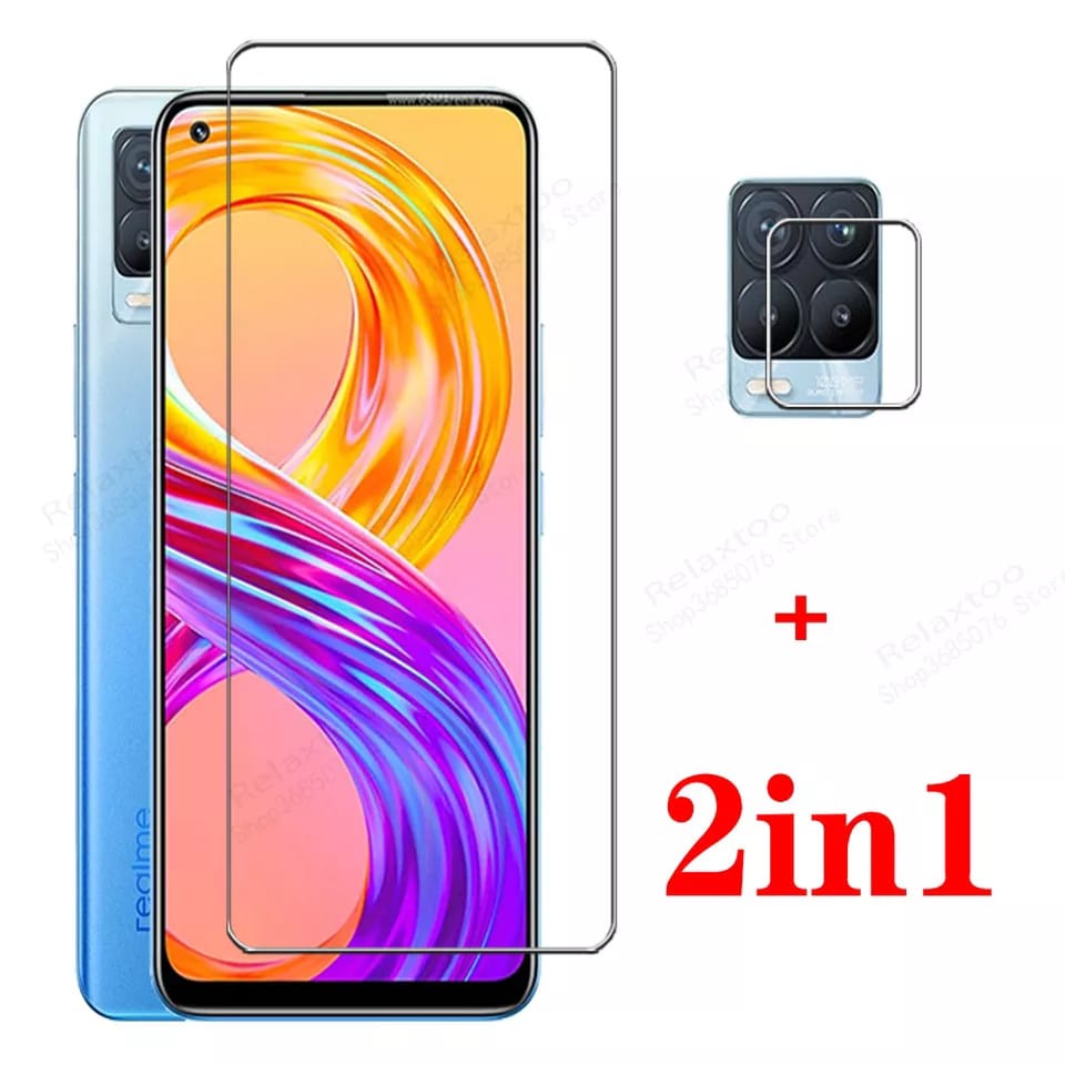 PROMO 2 in 1 Tempered Glass REALME 8 Pro + TG CAMERA Anti Gores Kaca Full Layar FULL COVER BENING