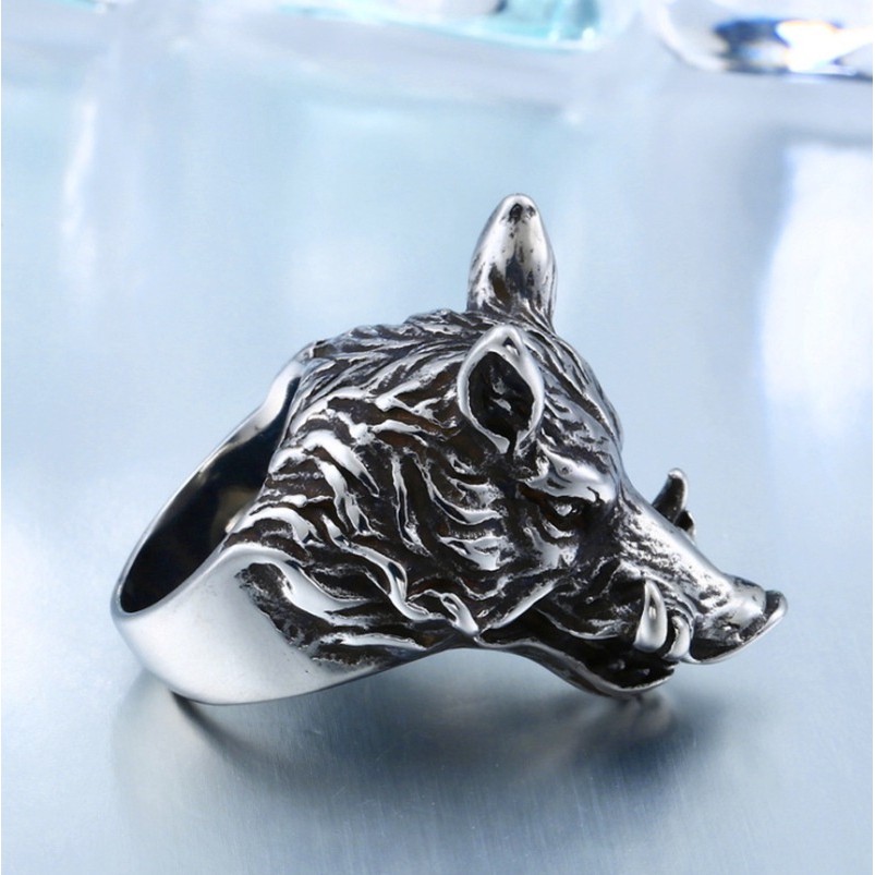 SEUSUK Cincin Punk Desain Babi Gaya Punk untuk Pria COD Ring