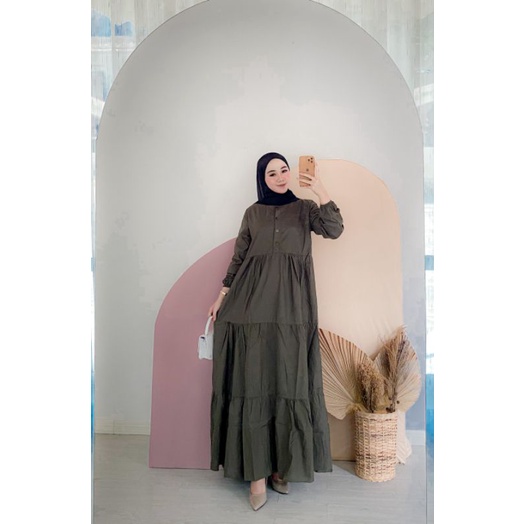 Dress kirania gamis susun poplin premium