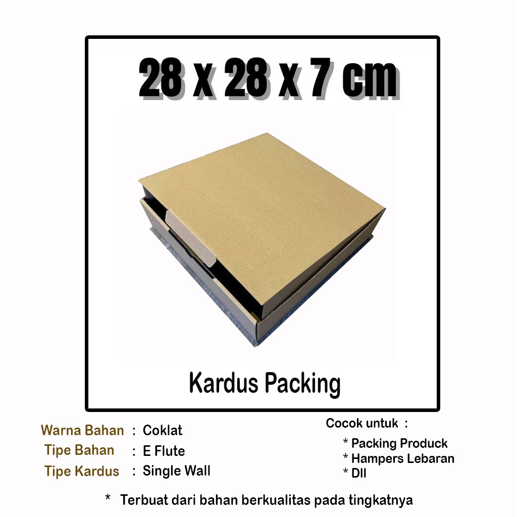 

Kardus packing 28x28x7 cm | Box Kemasan | Box Roti | Kardus Kemasan | Box Hoodie | Box Jeans | Box Kue Kering 500gr | Dus