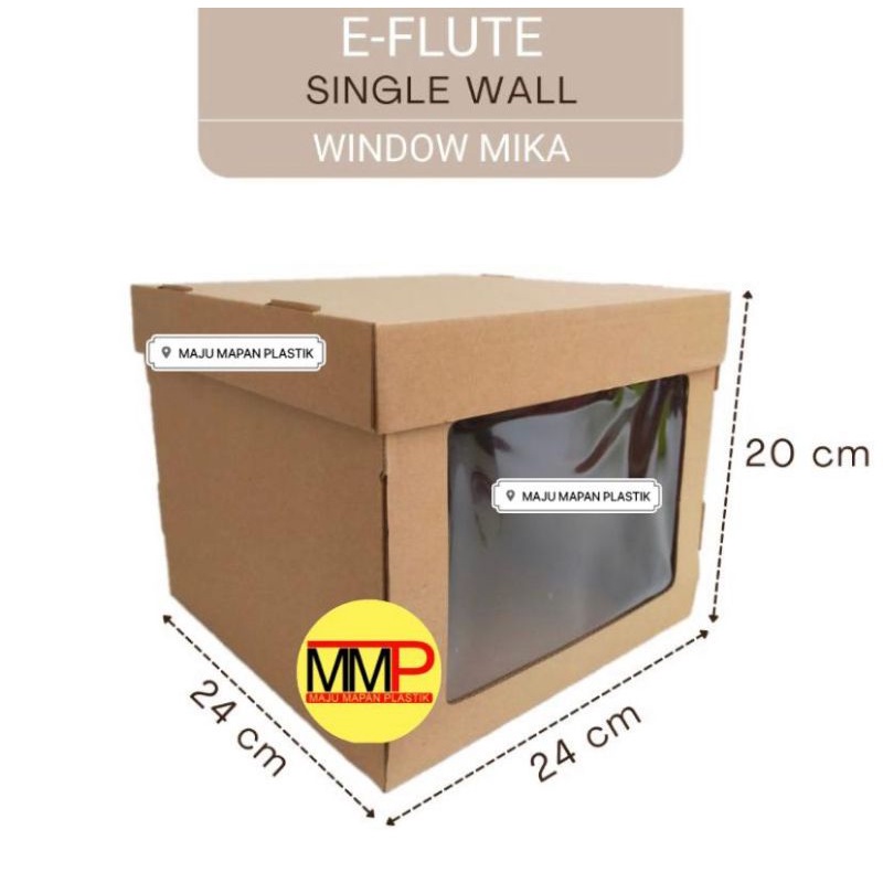 

Dus Eflute Single Wall Window Mika / Dus Tart Mika Samping 24x24x20 cm isi 5 pcs