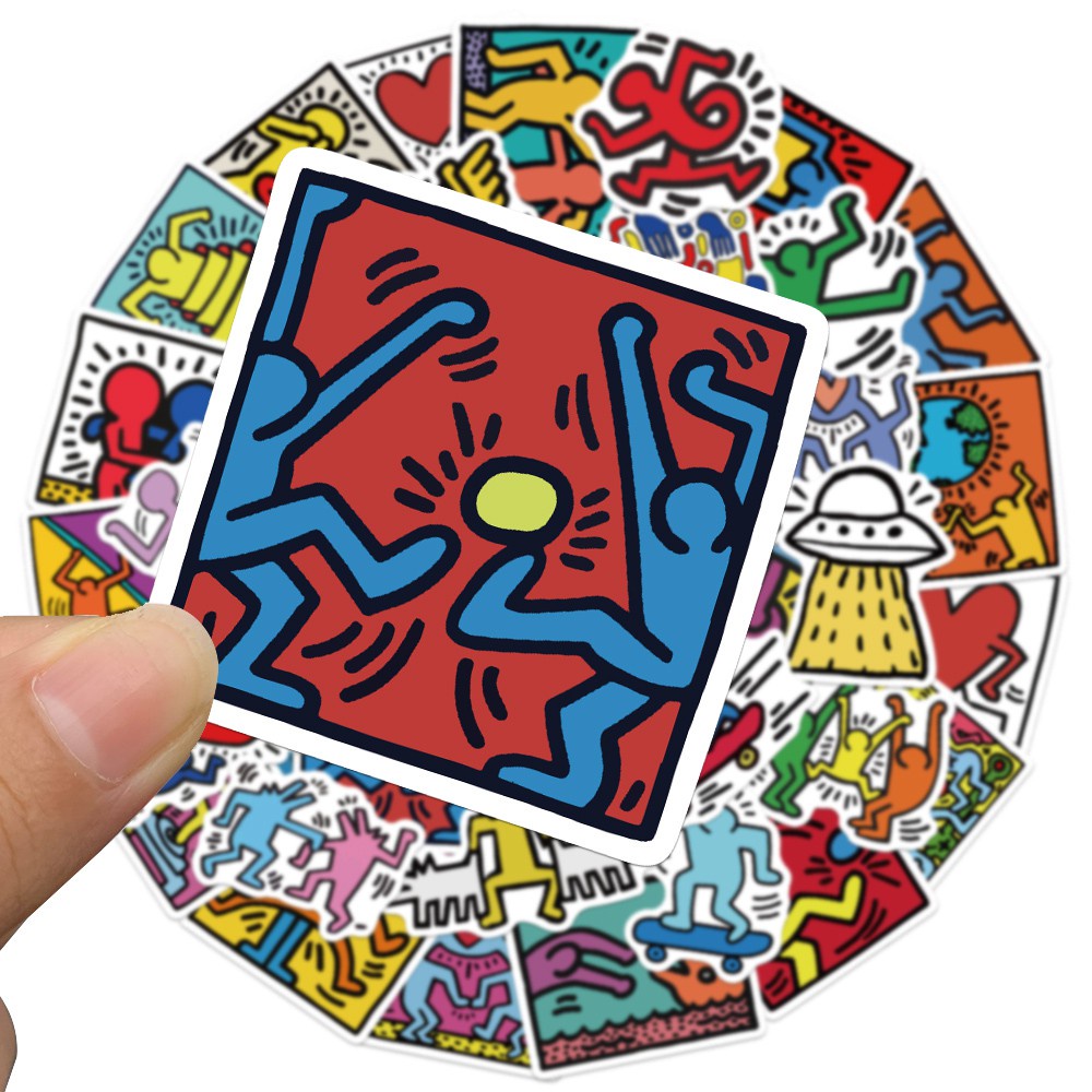 50PCS Keith Haring street graffiti art stickers self-adhesive mobile phone decoration suitable for luggage water cups, etc.