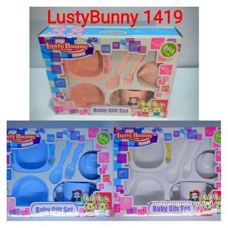 FEDDING SET LUSTY BUNNY BABY/ALAT MAKAN BAYI LUSTY BUNNY