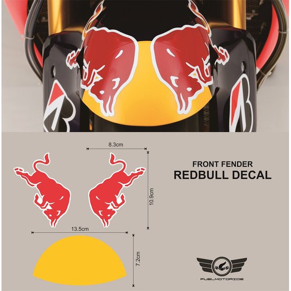 Unik Sticker Decal Redbull untuk Spakbor Front Fender Honda CBR 150 250 KTM Limited