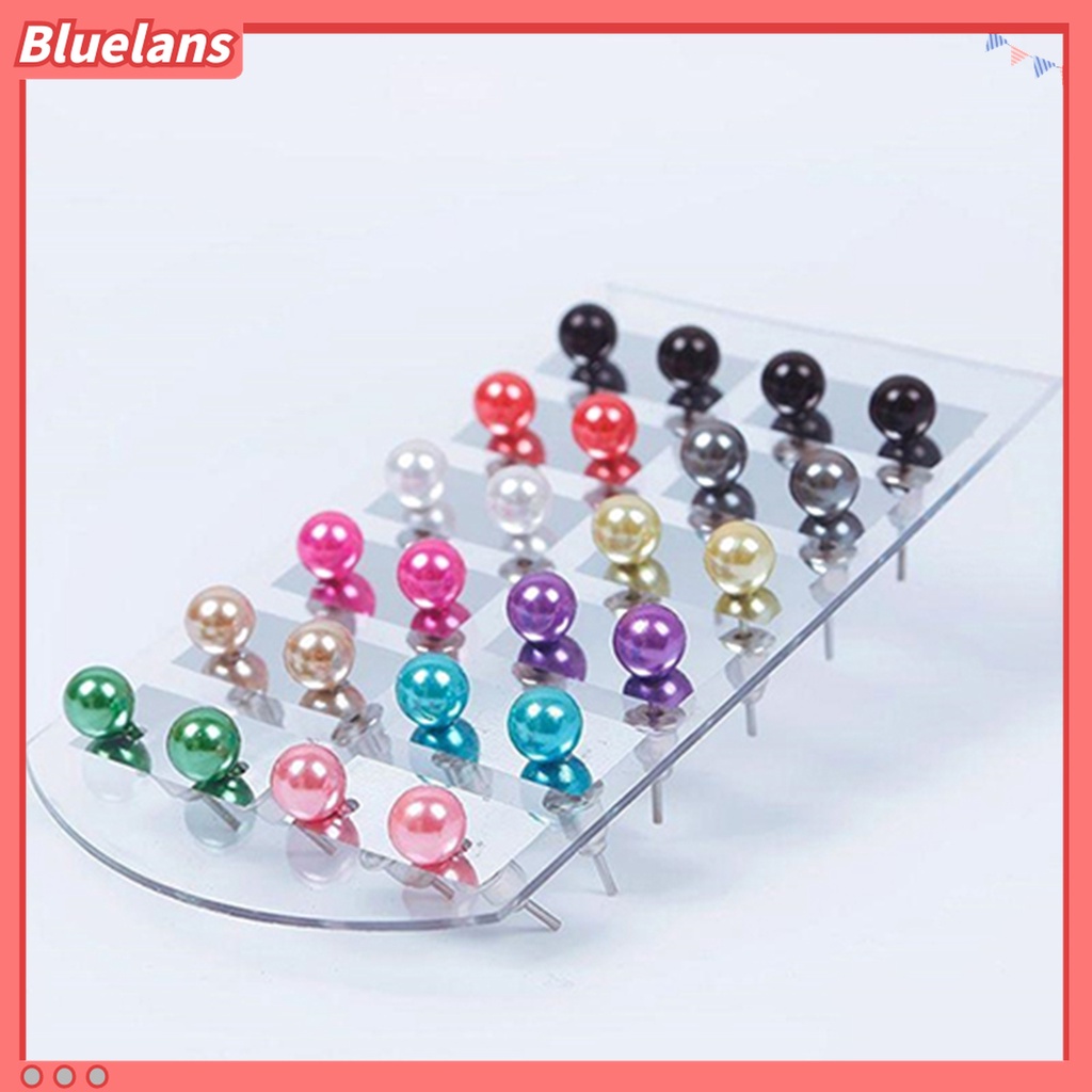 12 Pasang Anting Stud Bentuk Bola Mutiara Tiruan Untuk Wanita