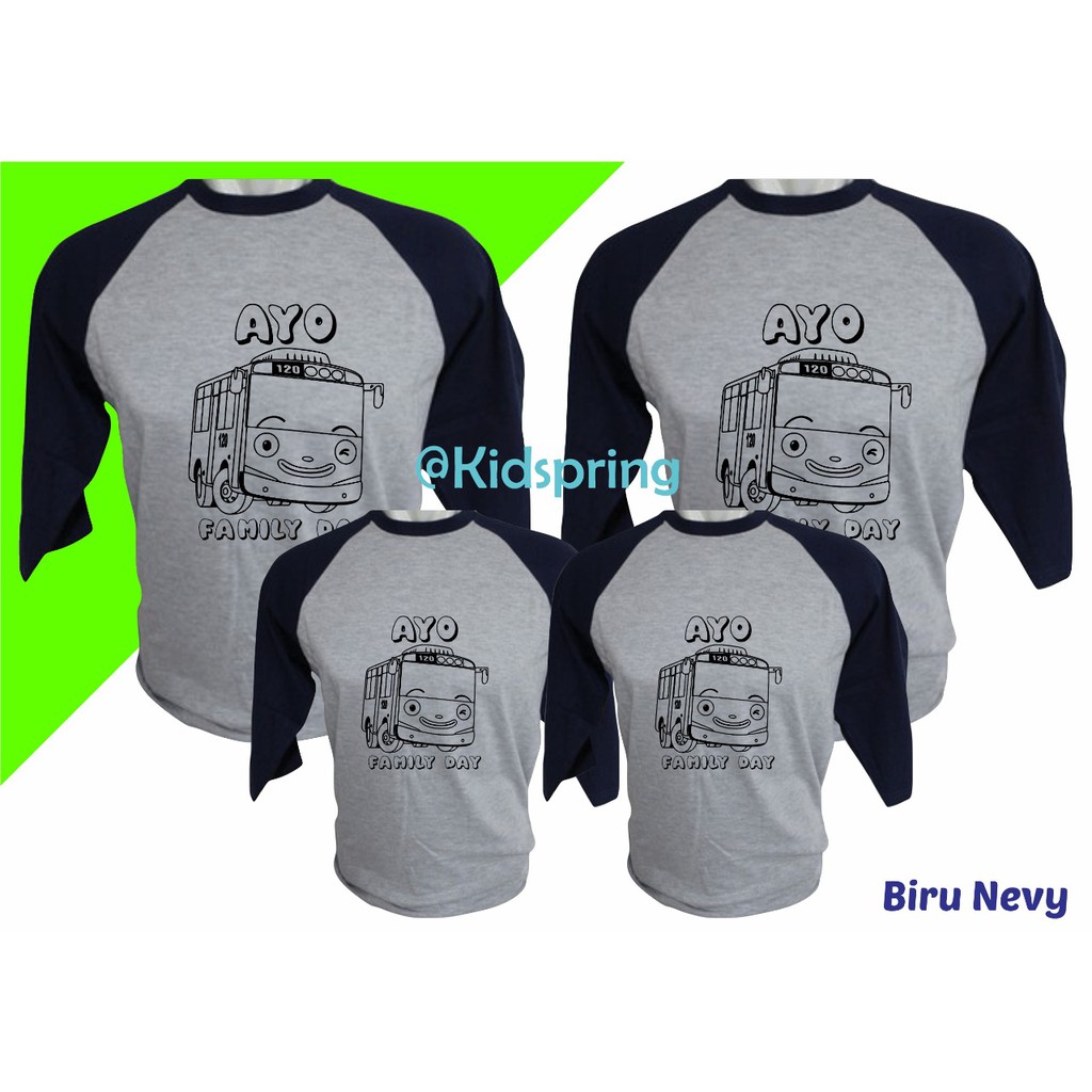 KAOS RAGLAN COUPLE FAMILY DEWASA/ANAK/CEWE/COWO/UNISEX MOTIF TAYO