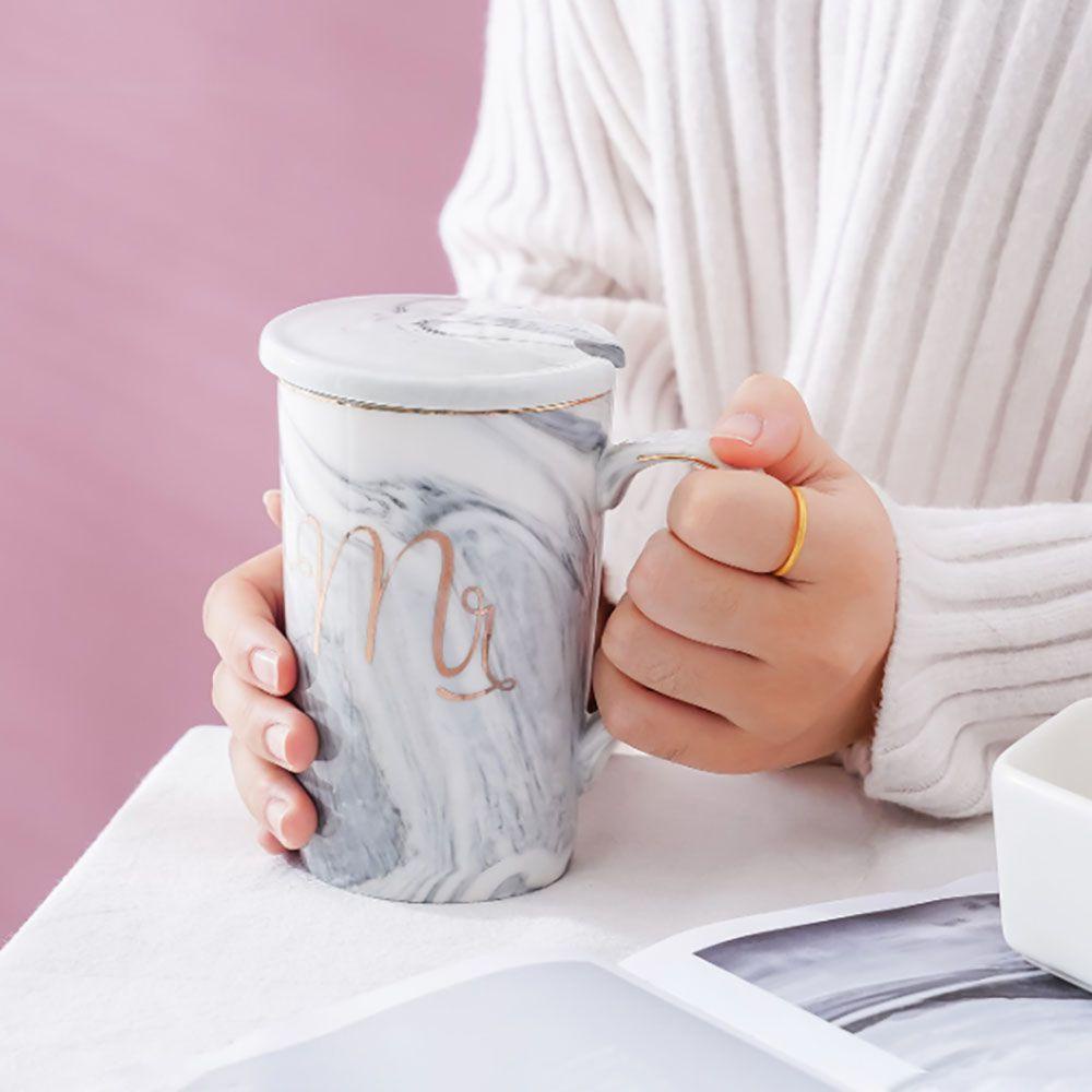 [Elegan] Mug Kemasan Baik 400ml Urat Marmer Untuk Susu, Kopi,Oatmeal Nordic INS Engagement Gift