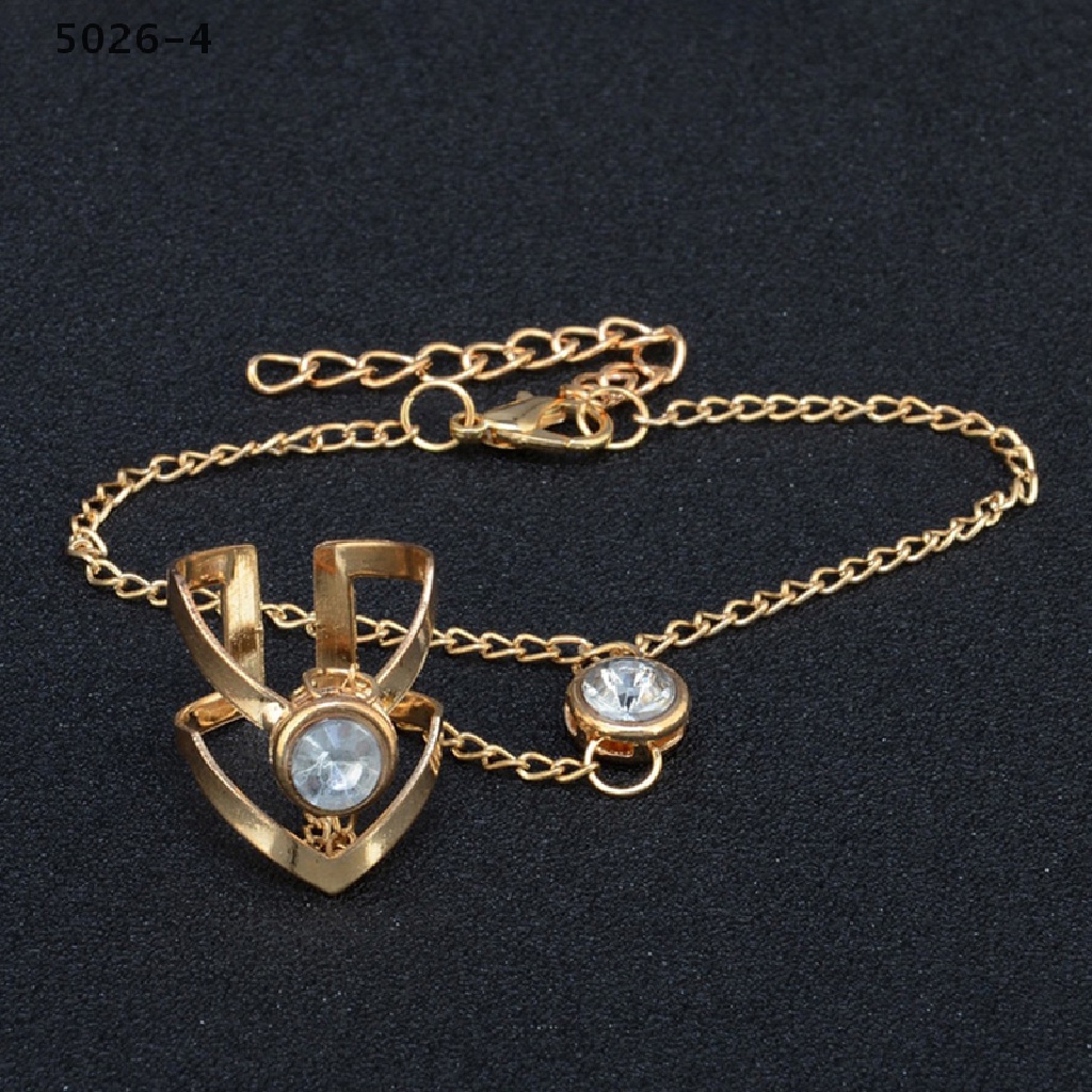 5026-4 Gold Big Crystal Ring Bracelet for Women Wrist Chain Jewelry Hand Back Chain 5026-4