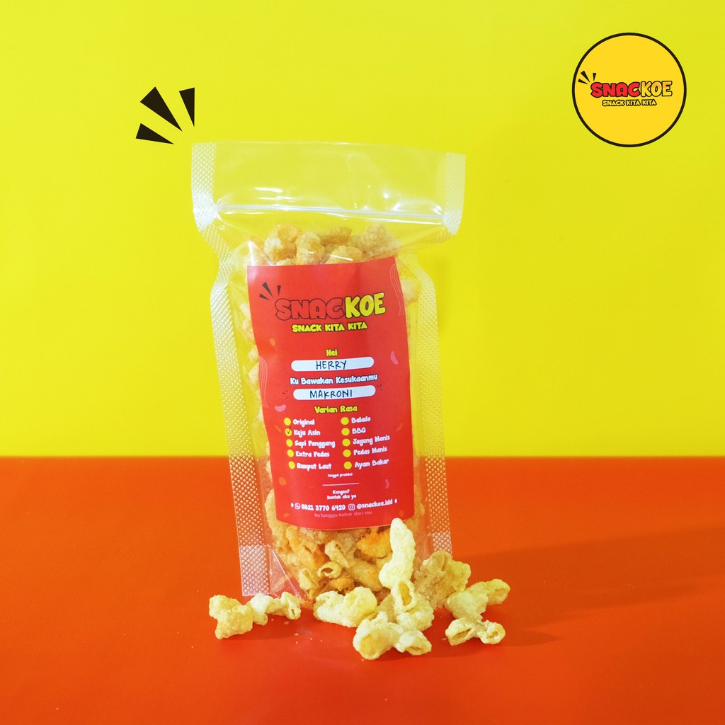 

Makroni Snackoe Kemasan Kecil