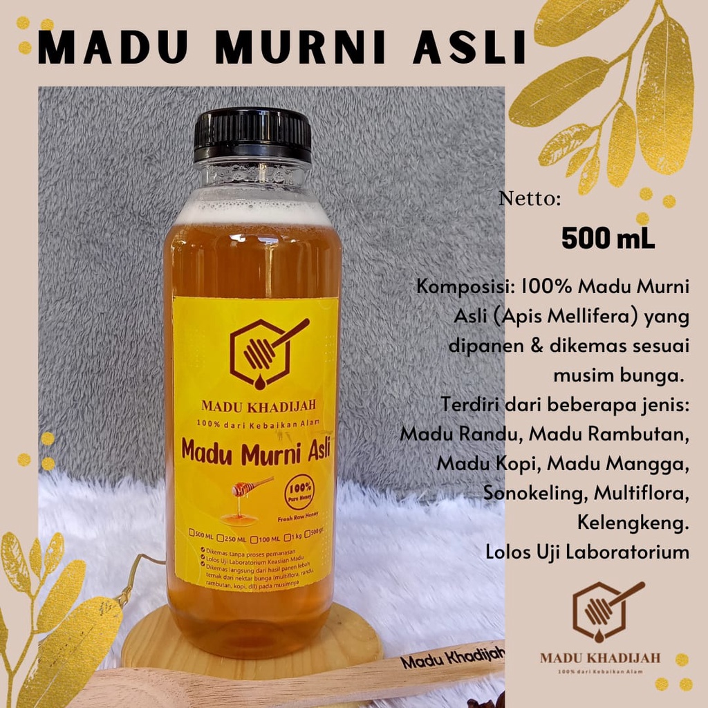 

MADU ASLI MADU MURNI ASLI 100% MADU ORGANIK RAW HONEY MADU MULTIFLORA MADU RANDU MADU MURAH MADU MENTAH MADU KHADIJAH 500 ML