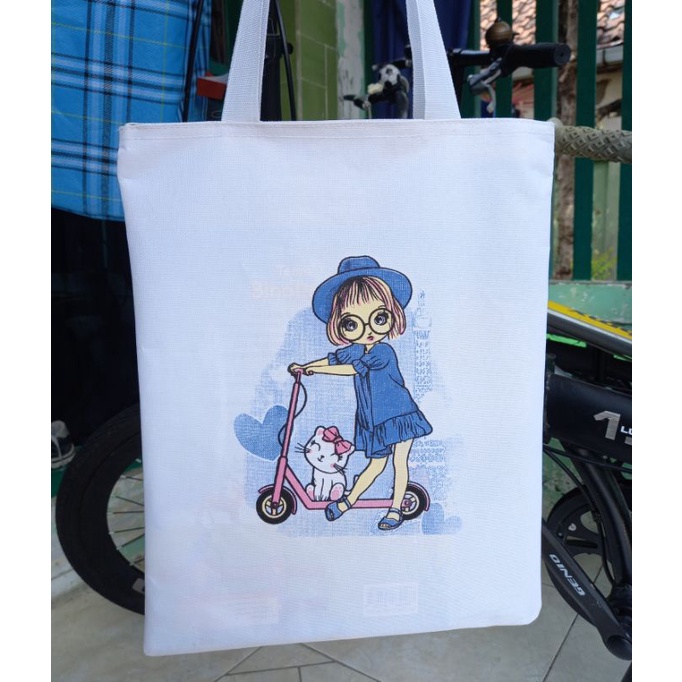 Totebag Wanita Totebag Pakai Resleting Funny Girls