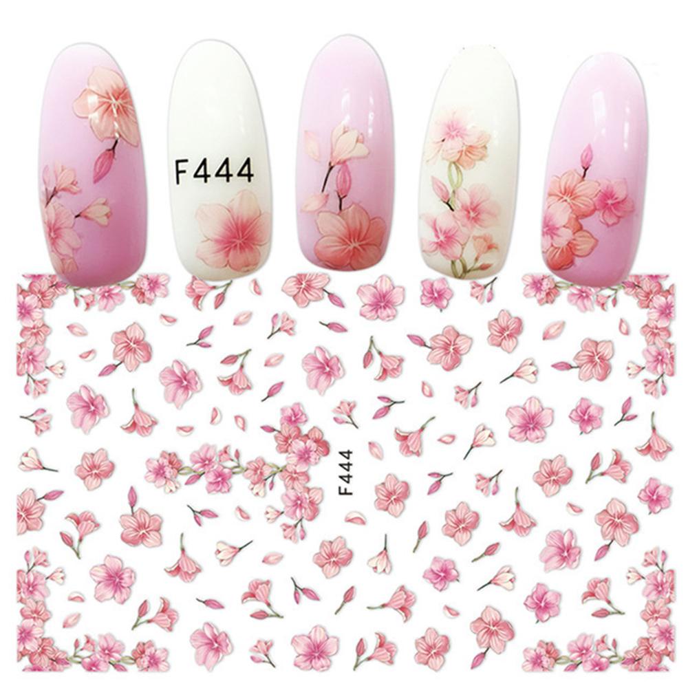 Stiker Nail Art Nanas DIY Bunga Sakura Desain Bunga Sederhana Pink