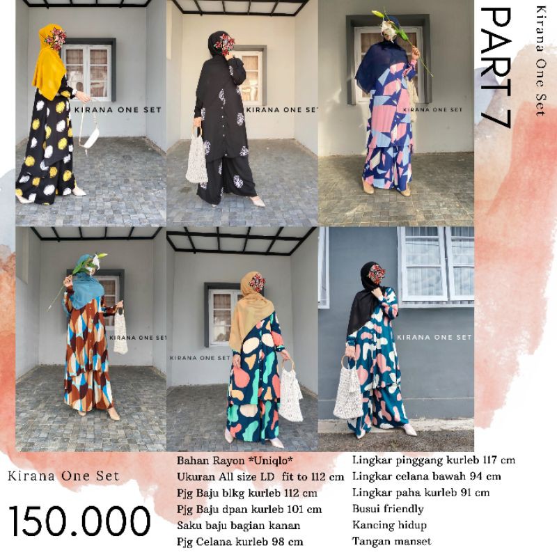 Baju Setelan Katun Rayon Premium Kirana One Set Kulot Tunik LD 112 Busui Friendly Bisa COD Part 7
