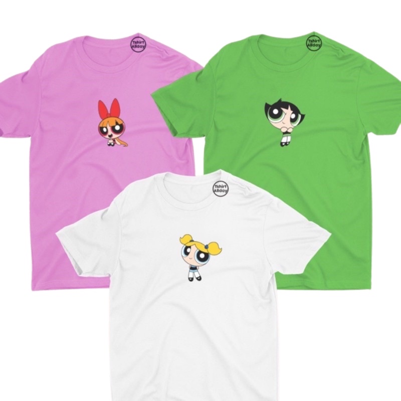 Tshitrallday Kaos Premium Unisex Pria &amp; Wanita bisa Oversize 100% Cotton Combed GRAPHIC POWER PUFFGIRLS