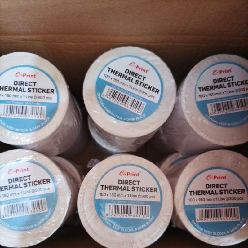 

E-PRINT Kertas Direct THERMAL STICKER 100 x 150 mm. Kertas STIKER LABEL Barcode Isi 300 pcs