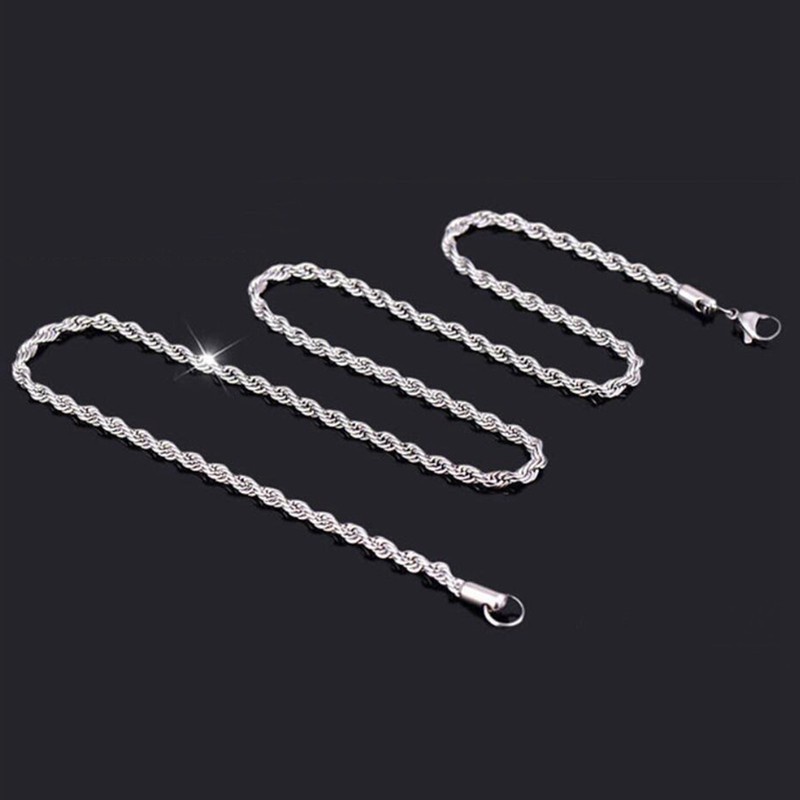 24K Gold/925 Sterling Silver TwistedChain Necklace 16-30 inches Men Women