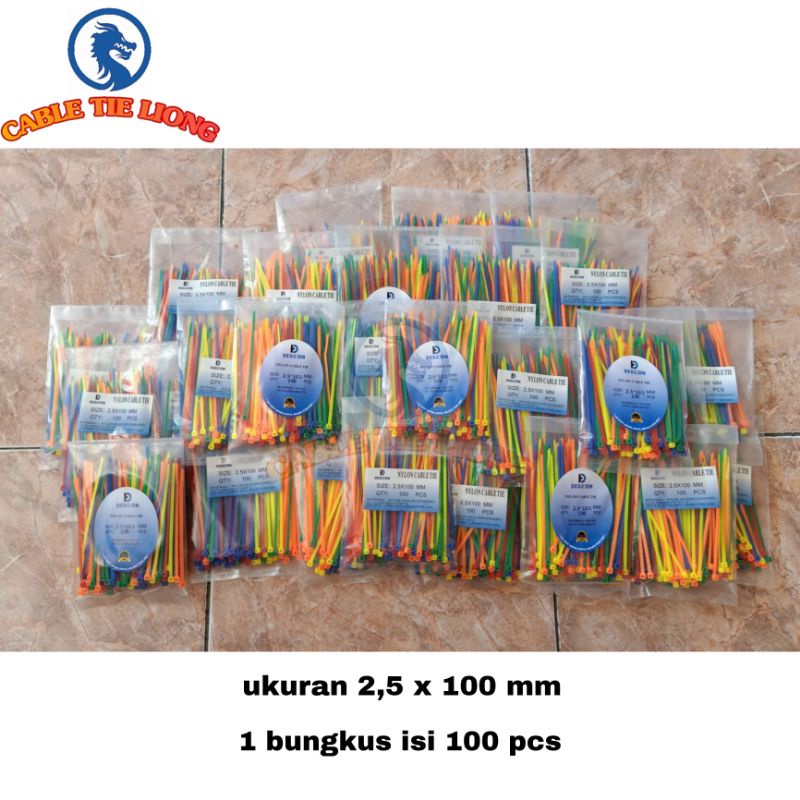 kabel ties/cable ties warna warni campur ukuran 2,5 x 100 mm