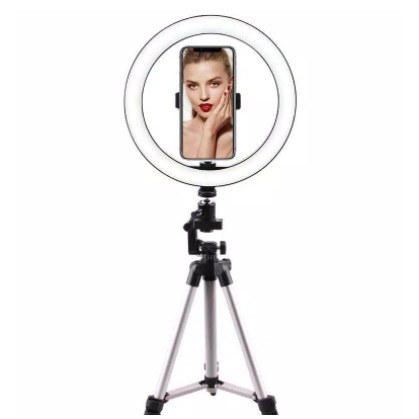 PAKET RING LIGHT 26cm + TRIPOD + HOLDER HP MAKE UP MUA LAMPU CINCIN DIMMABLE PHOTO STUDIO