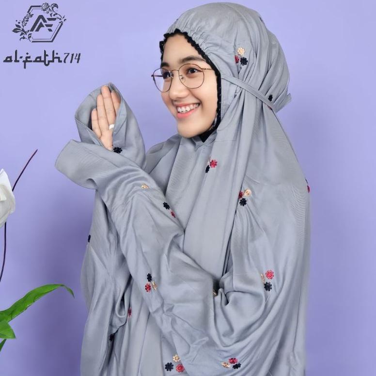 HOT Mukena Terusan Dewasa bordir bunga melati mukenah lajuran mukena rayon # 877