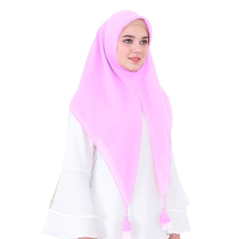 Jilbab Hijab Segiempat Bella Instan Bahan Pollycotton Dua Layer Jambul