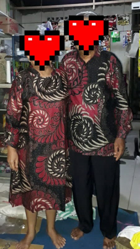 Batik Couple Keluarga - Sania Ruffle Ori Ndoro Jowi Dnt - Puser Merah