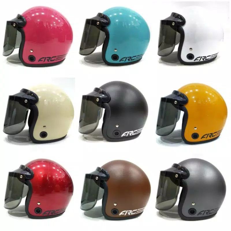 Helm Bogo Retro ARC kaca injak flat original