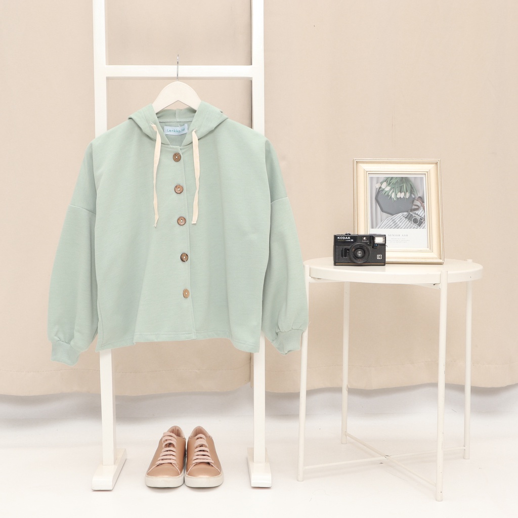 Jaket Sweater Hoodie Women Pakaian wanita Sweater Oversize Outer musim Semi-Easy Green