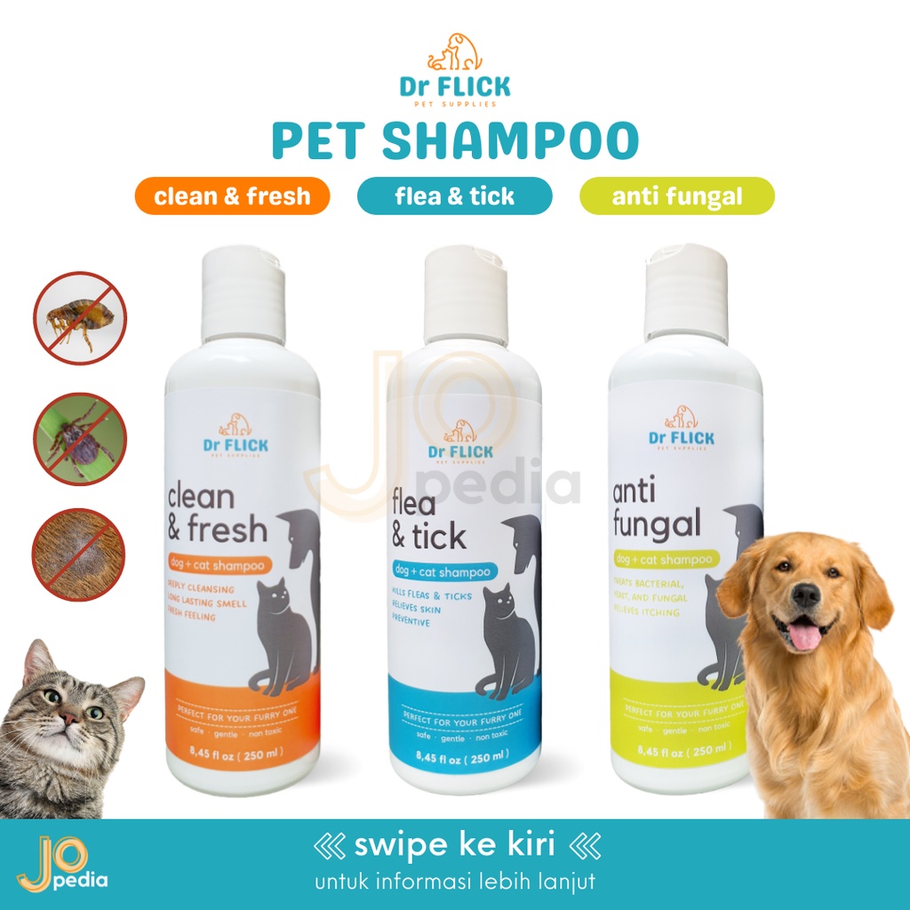 GROSIR DR FLICK Shampoo 250ml Shampo Kucing Anjing Hewan Kutu Jamur Lusinan Supplier