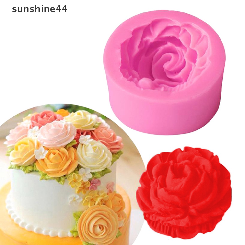 Sunshine 1Pc Cetakan Kue / Coklat / Sabun Bentuk Bunga Mawar Bahan Silikon