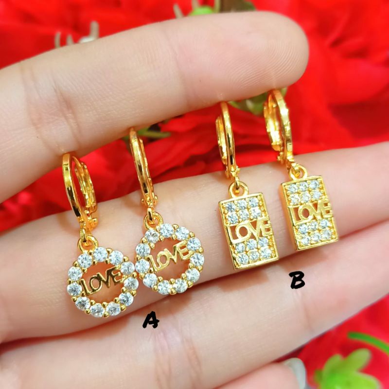 FF Anting Xuping Permata Love Lapis Emas PD222